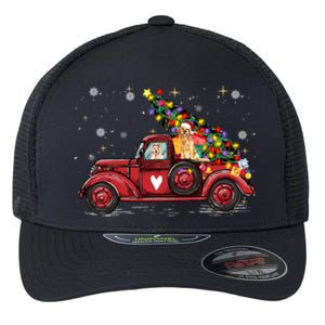 Golden Retriever Dog Love Red Pickup Truck Christmas Gift Flexfit Unipanel Trucker Cap