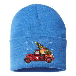 Golden Retriever Dog Love Red Pickup Truck Christmas Gift Sustainable Knit Beanie