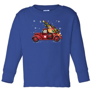 Golden Retriever Dog Love Red Pickup Truck Christmas Gift Toddler Long Sleeve Shirt