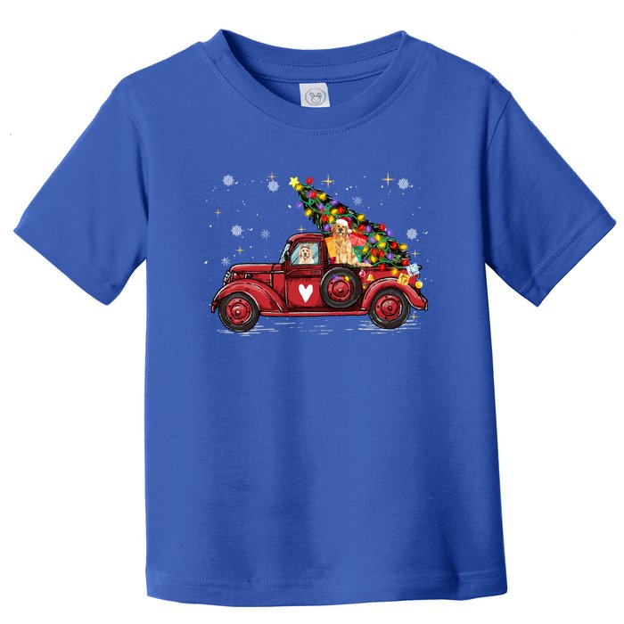 Golden Retriever Dog Love Red Pickup Truck Christmas Gift Toddler T-Shirt