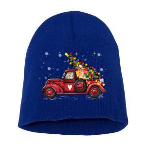 Golden Retriever Dog Love Red Pickup Truck Christmas Gift Short Acrylic Beanie