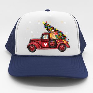 Golden Retriever Dog Love Red Pickup Truck Christmas Gift Trucker Hat