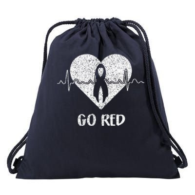 Go Red Day Heart Ribbon Costume Heart Disease Month Drawstring Bag