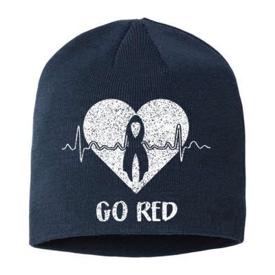 Go Red Day Heart Ribbon Costume Heart Disease Month Sustainable Beanie