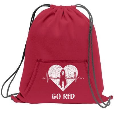 Go Red Day Heart Ribbon Costume Heart Disease Month Sweatshirt Cinch Pack Bag