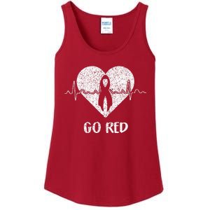 Go Red Day Heart Ribbon Costume Heart Disease Month Ladies Essential Tank