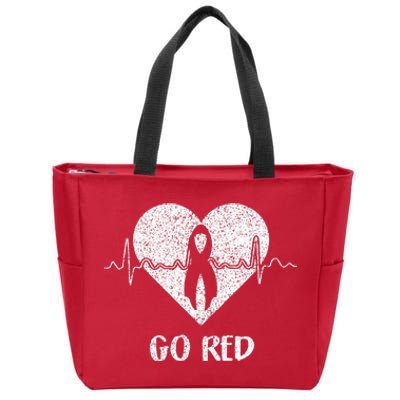 Go Red Day Heart Ribbon Costume Heart Disease Month Zip Tote Bag