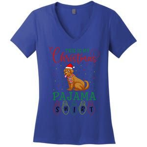 Golden Retriever Dog Xmas Light This Is My Christmas Pajama Gift Women's V-Neck T-Shirt