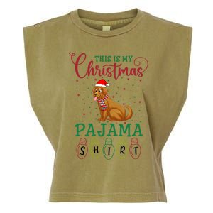 Golden Retriever Dog Xmas Light This Is My Christmas Pajama Gift Garment-Dyed Women's Muscle Tee