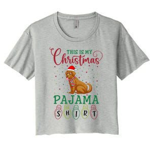 Golden Retriever Dog Xmas Light This Is My Christmas Pajama Gift Women's Crop Top Tee