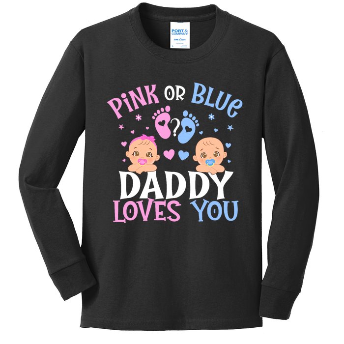 Gender Reveal Daddy Dad Loves You Kids Long Sleeve Shirt