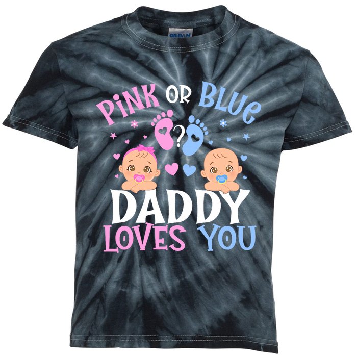 Gender Reveal Daddy Dad Loves You Kids Tie-Dye T-Shirt