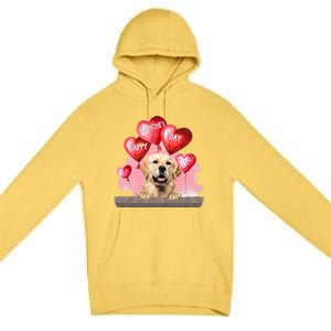 Golden Retriever Dog Happy Valentines Day Pet Dog Lover Funny Gift Premium Pullover Hoodie