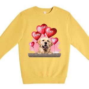 Golden Retriever Dog Happy Valentines Day Pet Dog Lover Funny Gift Premium Crewneck Sweatshirt