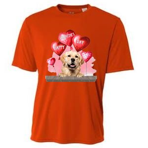 Golden Retriever Dog Happy Valentines Day Pet Dog Lover Funny Gift Cooling Performance Crew T-Shirt