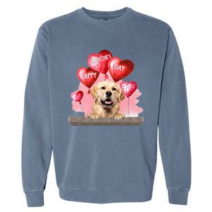 Golden Retriever Dog Happy Valentines Day Pet Dog Lover Funny Gift Garment-Dyed Sweatshirt