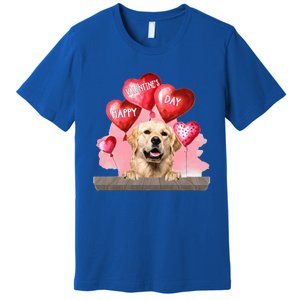 Golden Retriever Dog Happy Valentines Day Pet Dog Lover Funny Gift Premium T-Shirt