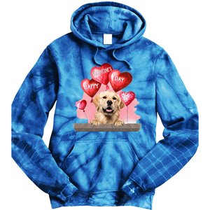 Golden Retriever Dog Happy Valentines Day Pet Dog Lover Funny Gift Tie Dye Hoodie