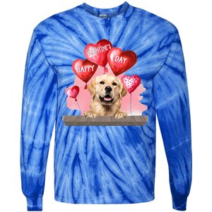 Golden Retriever Dog Happy Valentines Day Pet Dog Lover Funny Gift Tie-Dye Long Sleeve Shirt