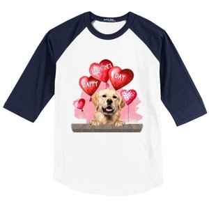 Golden Retriever Dog Happy Valentines Day Pet Dog Lover Funny Gift Baseball Sleeve Shirt