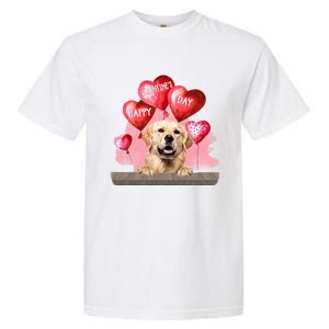 Golden Retriever Dog Happy Valentines Day Pet Dog Lover Funny Gift Garment-Dyed Heavyweight T-Shirt