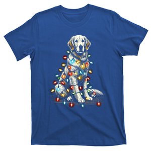 Golden Retriever Dog Mom Dad Santa Hat Christmas Lights Gift T-Shirt