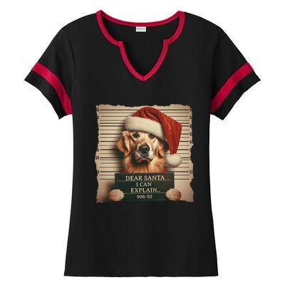 Golden Retriever Dogs Christmas Dear Santa I Can Explain Gift Ladies Halftime Notch Neck Tee