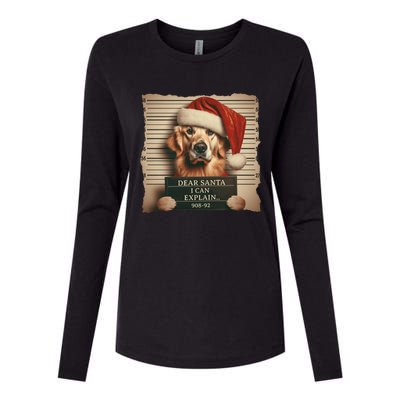 Golden Retriever Dogs Christmas Dear Santa I Can Explain Gift Womens Cotton Relaxed Long Sleeve T-Shirt