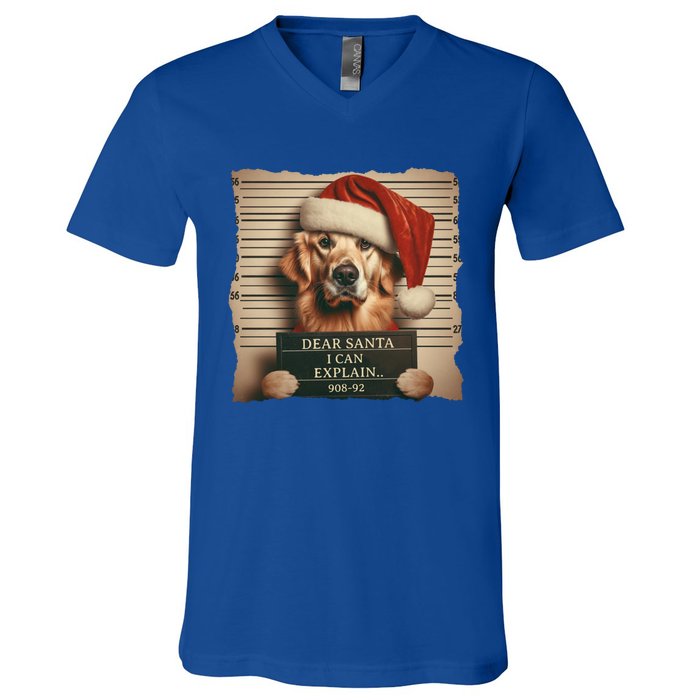 Golden Retriever Dogs Christmas Dear Santa I Can Explain Gift V-Neck T-Shirt