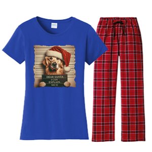 Golden Retriever Dogs Christmas Dear Santa I Can Explain Gift Women's Flannel Pajama Set