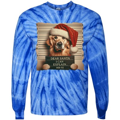 Golden Retriever Dogs Christmas Dear Santa I Can Explain Gift Tie-Dye Long Sleeve Shirt