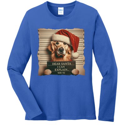 Golden Retriever Dogs Christmas Dear Santa I Can Explain Gift Ladies Long Sleeve Shirt