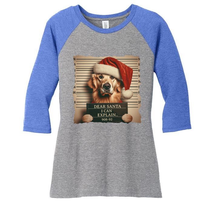 Golden Retriever Dogs Christmas Dear Santa I Can Explain Gift Women's Tri-Blend 3/4-Sleeve Raglan Shirt