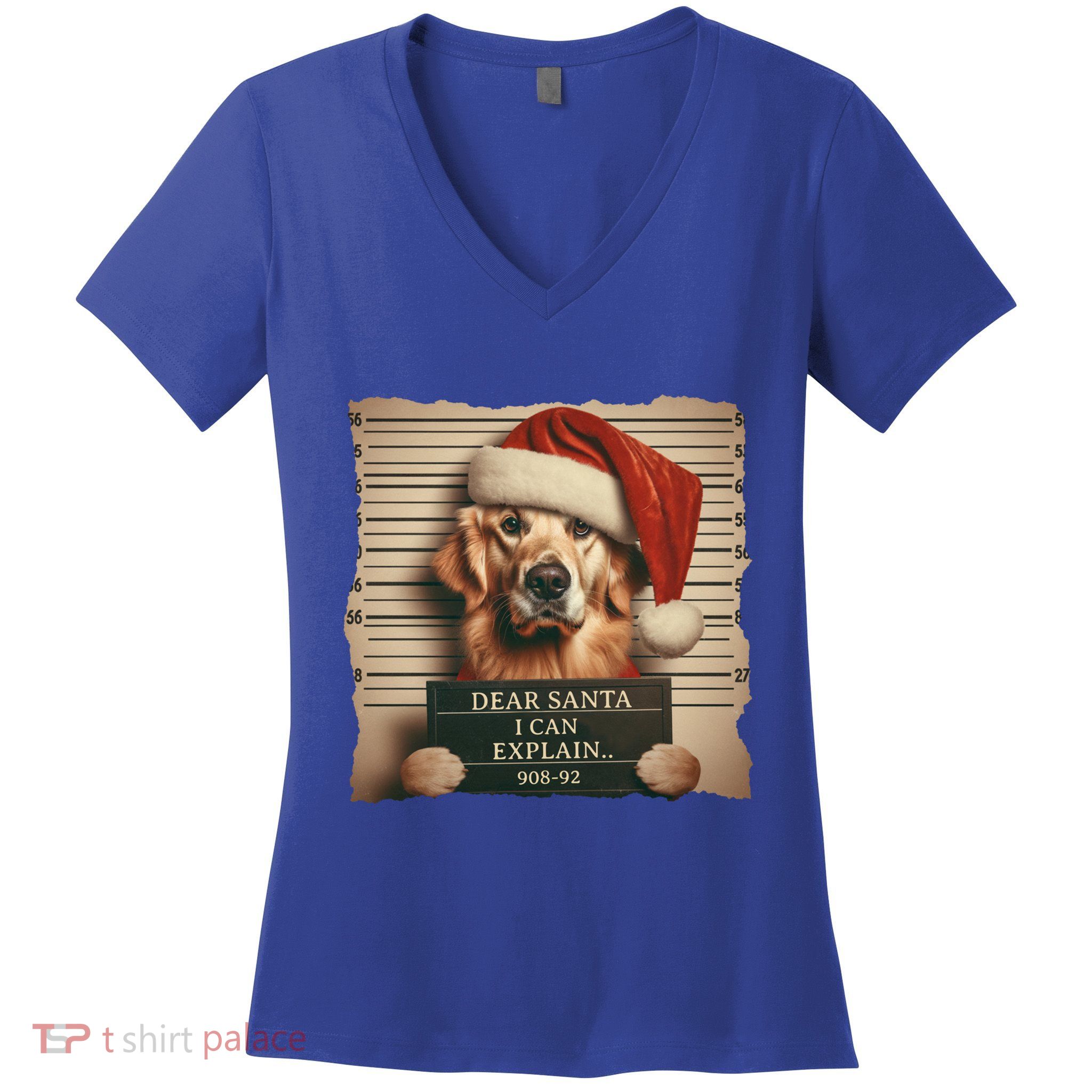 Golden Retriever Dogs Christmas Dear Santa I Can Explain Gift Women's V-Neck T-Shirt