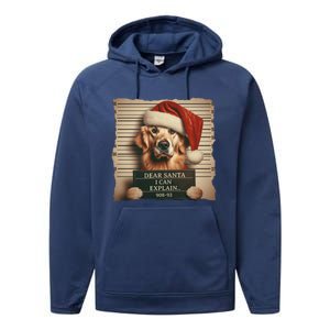 Golden Retriever Dogs Christmas Dear Santa I Can Explain Gift Performance Fleece Hoodie