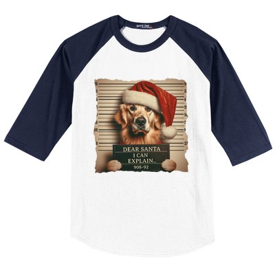 Golden Retriever Dogs Christmas Dear Santa I Can Explain Gift Baseball Sleeve Shirt