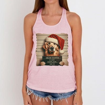 Golden Retriever Dogs Christmas Dear Santa I Can Explain Gift Women's Knotted Racerback Tank