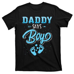 Gender reveal Daddy says baby matching family set T-Shirt