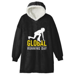 Global Running Day Gift For Runner Workout & Run Friends Hooded Wearable Blanket