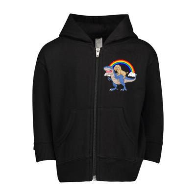 Goldendoodle Riding Dinosaur Toddler Zip Fleece Hoodie