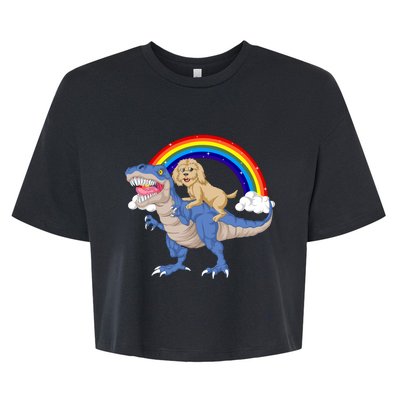 Goldendoodle Riding Dinosaur Bella+Canvas Jersey Crop Tee