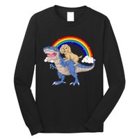 Goldendoodle Riding Dinosaur Long Sleeve Shirt