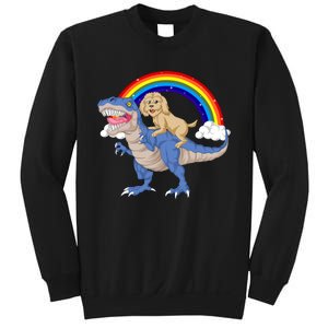 Goldendoodle Riding Dinosaur Sweatshirt