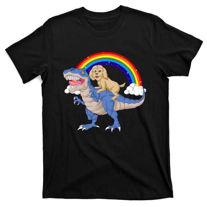 Goldendoodle Riding Dinosaur T-Shirt