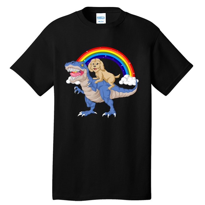 Goldendoodle Riding Dinosaur Tall T-Shirt