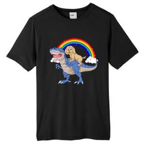 Goldendoodle Riding Dinosaur Tall Fusion ChromaSoft Performance T-Shirt