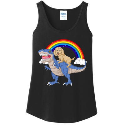 Goldendoodle Riding Dinosaur Ladies Essential Tank