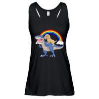 Goldendoodle Riding Dinosaur Ladies Essential Flowy Tank