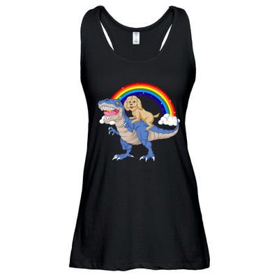 Goldendoodle Riding Dinosaur Ladies Essential Flowy Tank