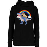 Goldendoodle Riding Dinosaur Womens Funnel Neck Pullover Hood